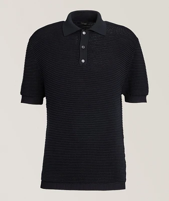Waffle-Knit Silk-Cotton Polo