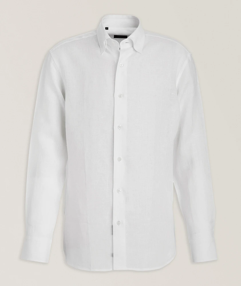 Hidden Button-Down Linen Shirt