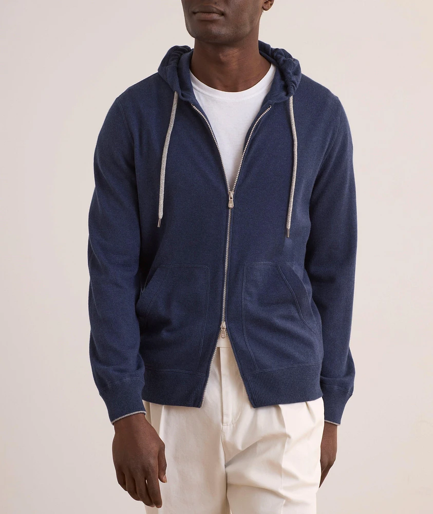 Cashmere Full-Zip Hooded Sweater