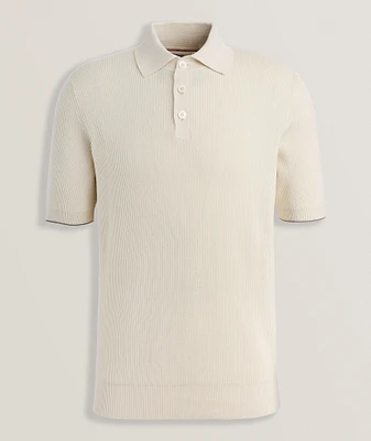 Ribbed Cotton Polo Sweater