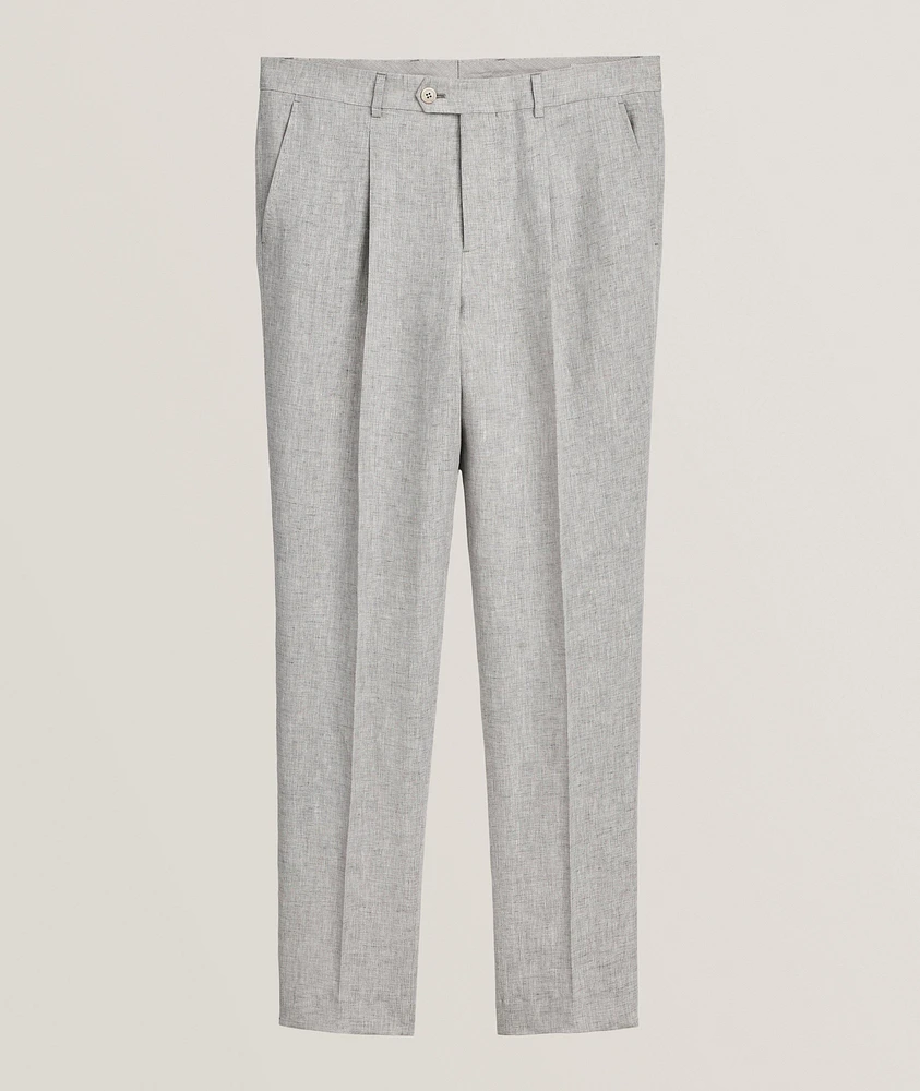 Leasure-Fit Linen Pleated Pants