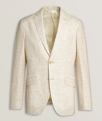 Linen-Blend Tonal Stripe Sport Jacket