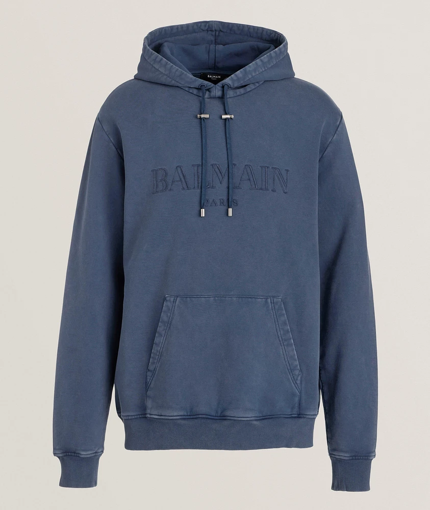 Embroidered Logo Cotton Hooded Sweater