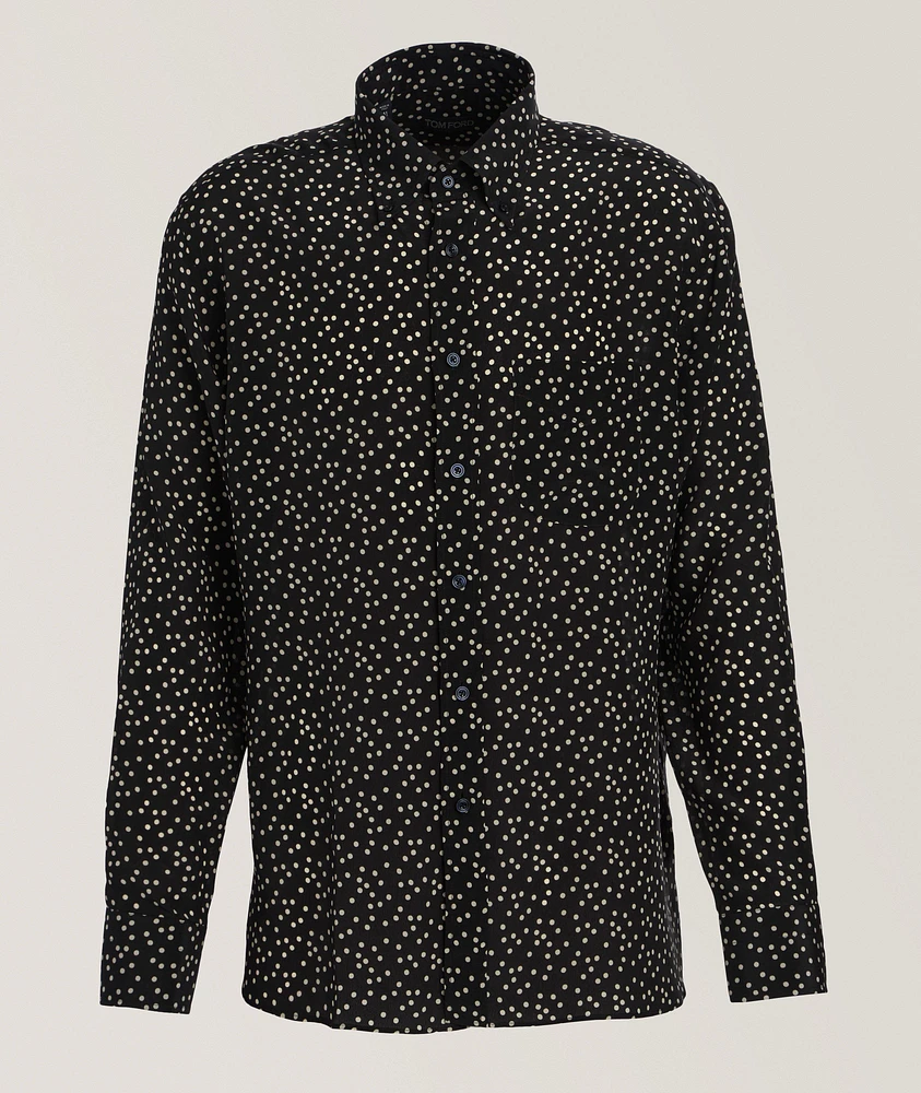 Fluid Crepe De Chin Silk Dot Shirt