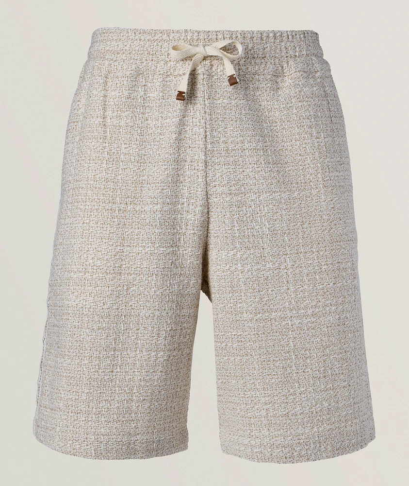 Lace-Trim Tweed Shorts