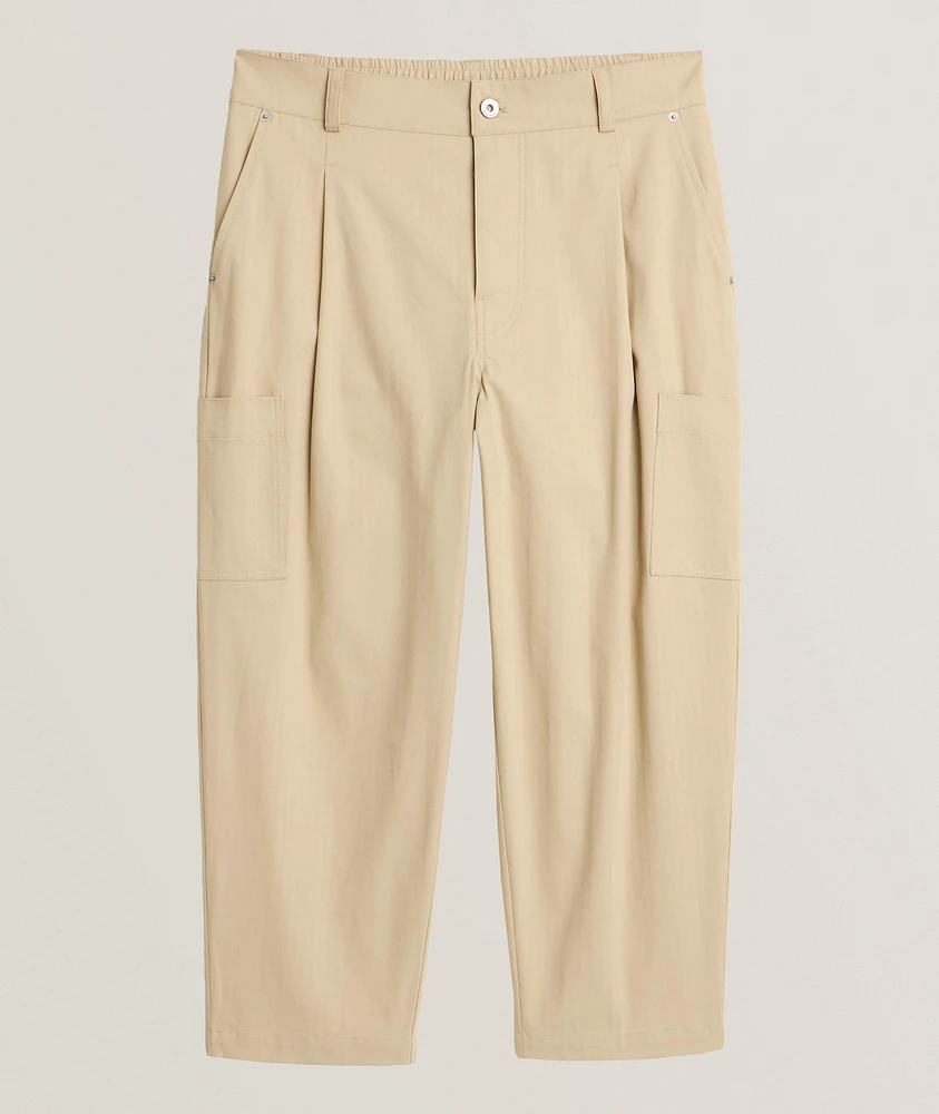 Cropped Cotton Twill Cargo Pants