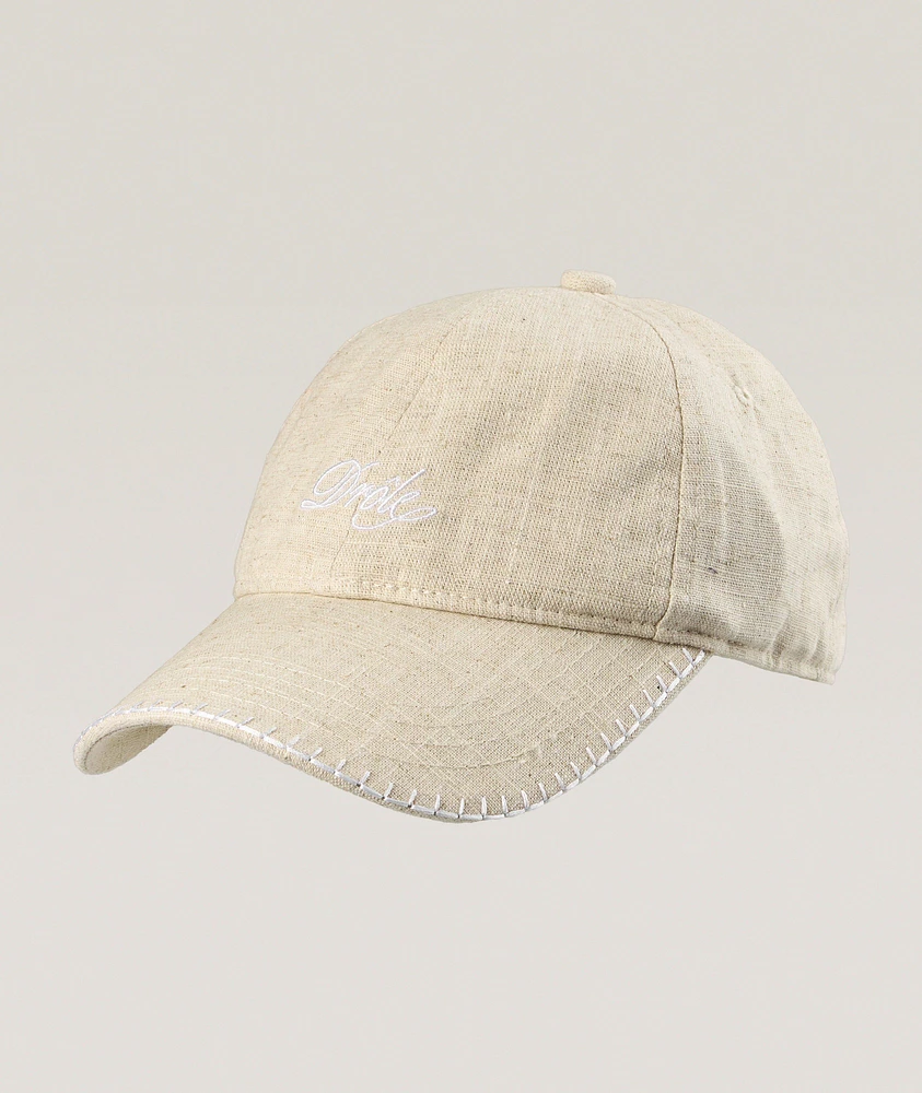 Embroidered Logo Linen-Cotton Baseball Cap