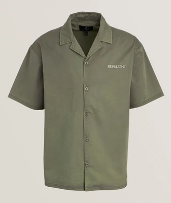 Logo Stretch Cotton-Blend Camp Shirt