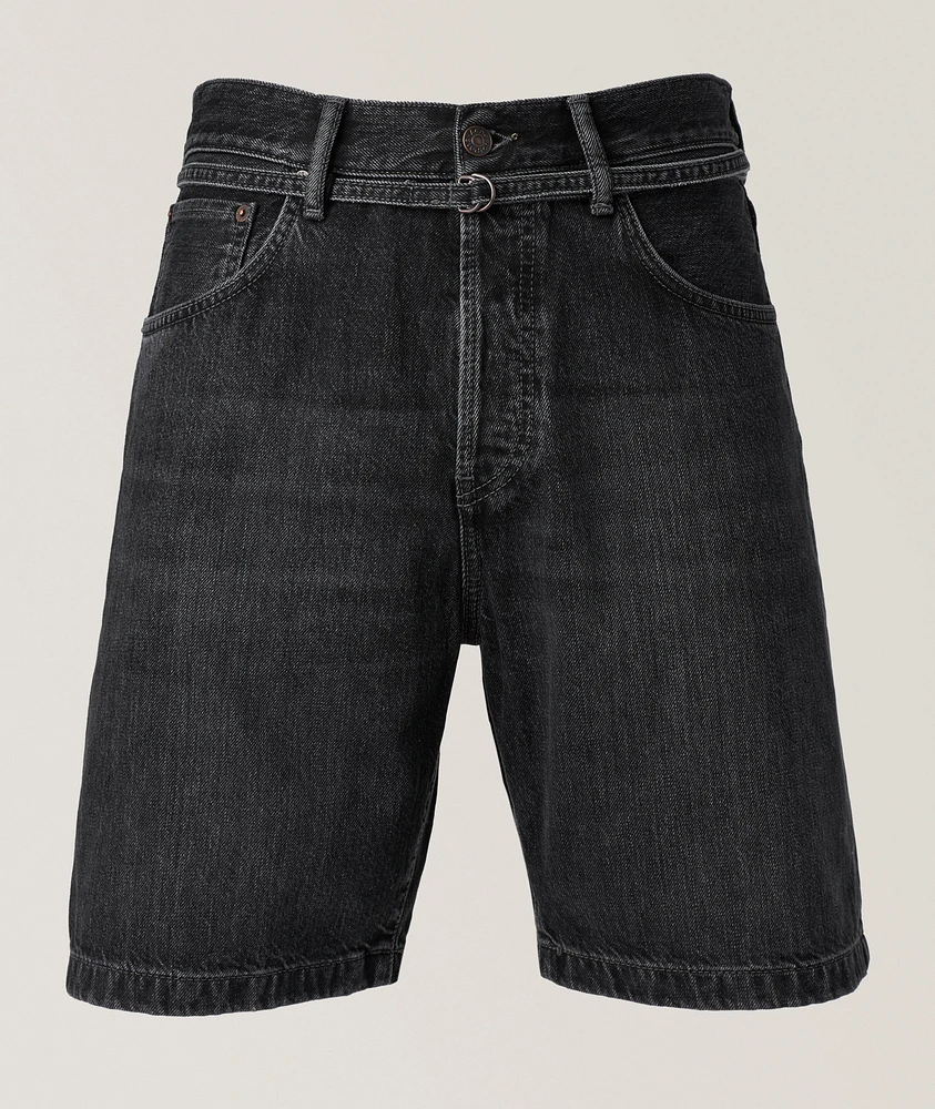 Cotton Denim Belted Shorts