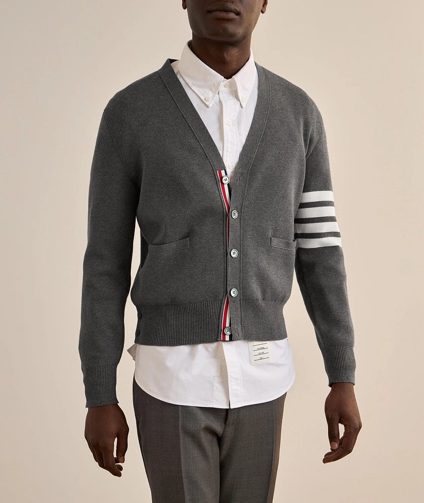4-Bar Milano Stitch Cotton Cardigan