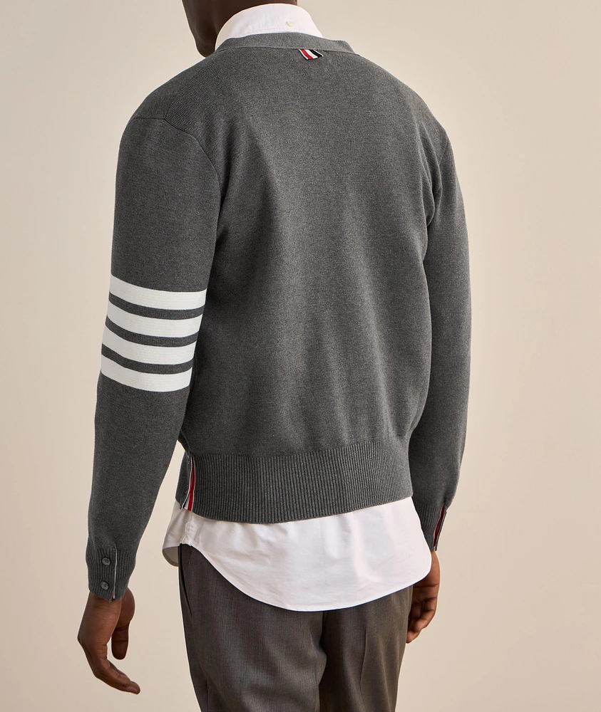 4-Bar Milano Stitch Cotton Cardigan