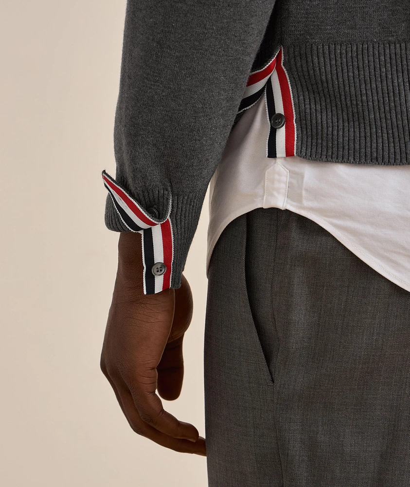 4-Bar Milano Stitch Cotton Cardigan