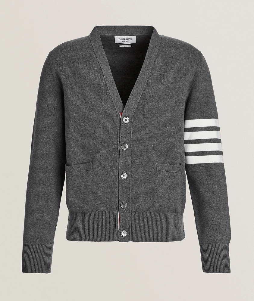 4-Bar Milano Stitch Cotton Cardigan
