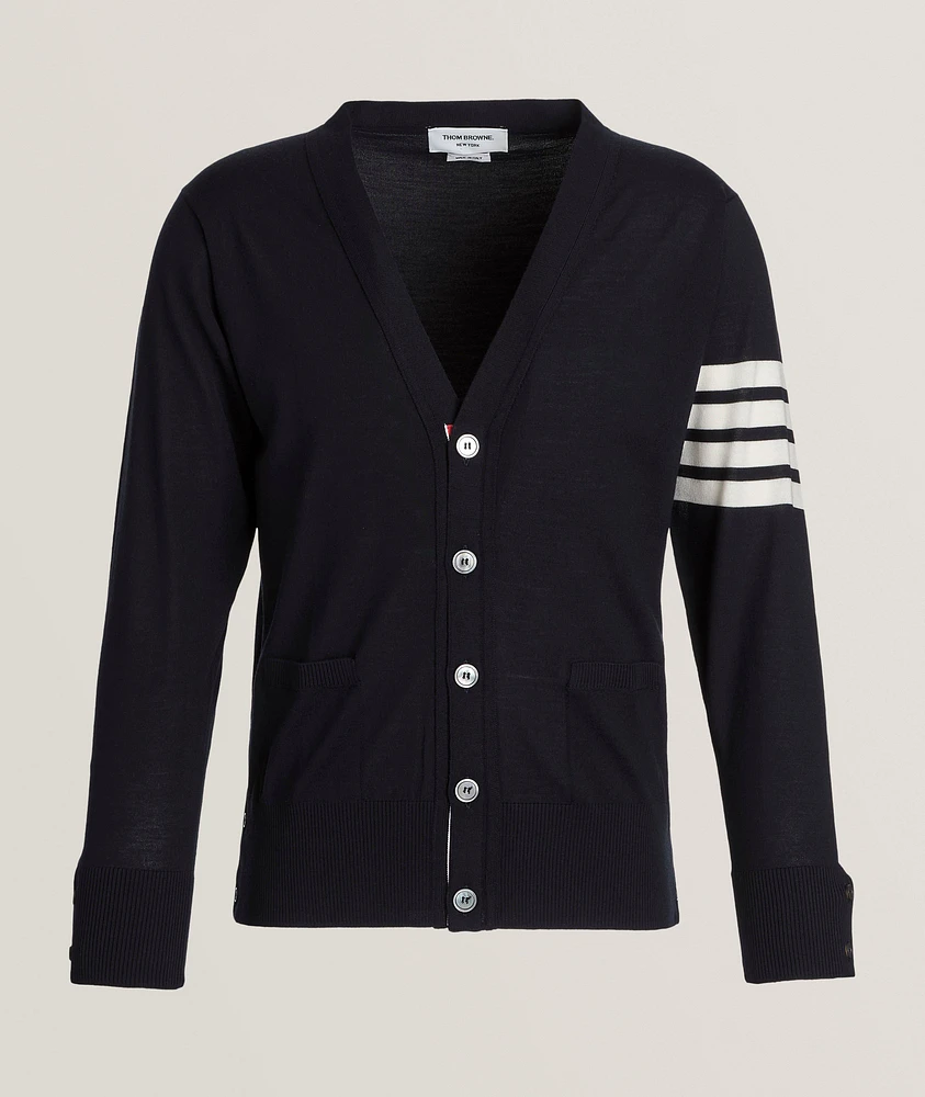 4-Bar Merino Wool Cardigan