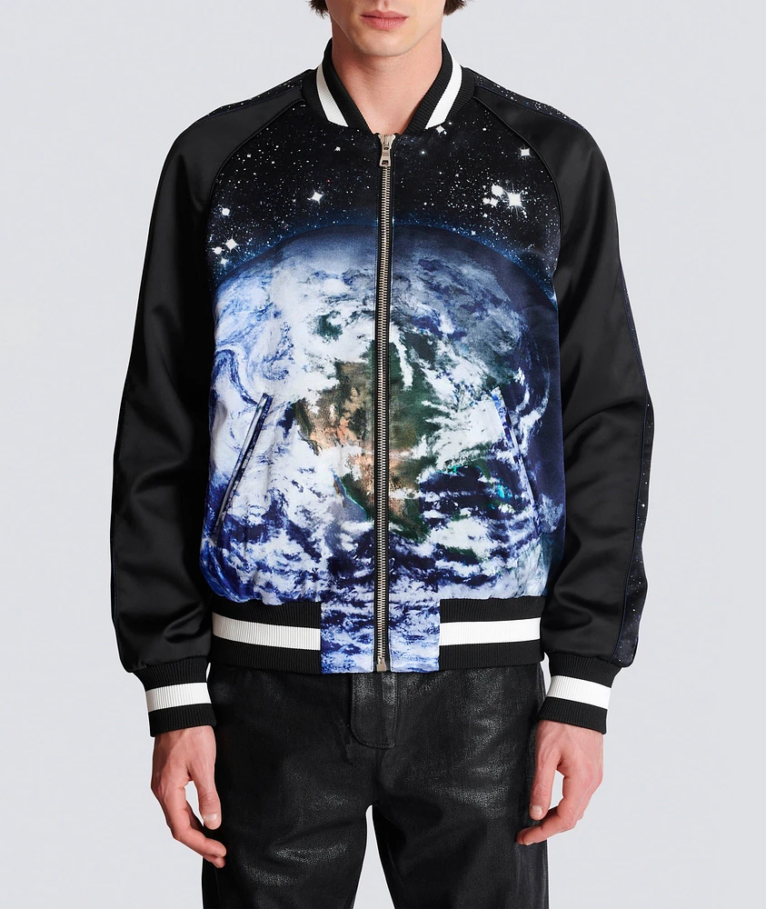 Earth & Stars Print Bomber Jacket