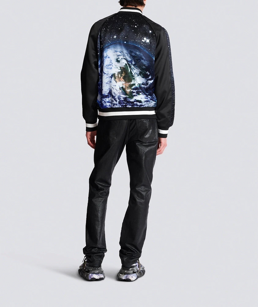 Earth & Stars Print Bomber Jacket