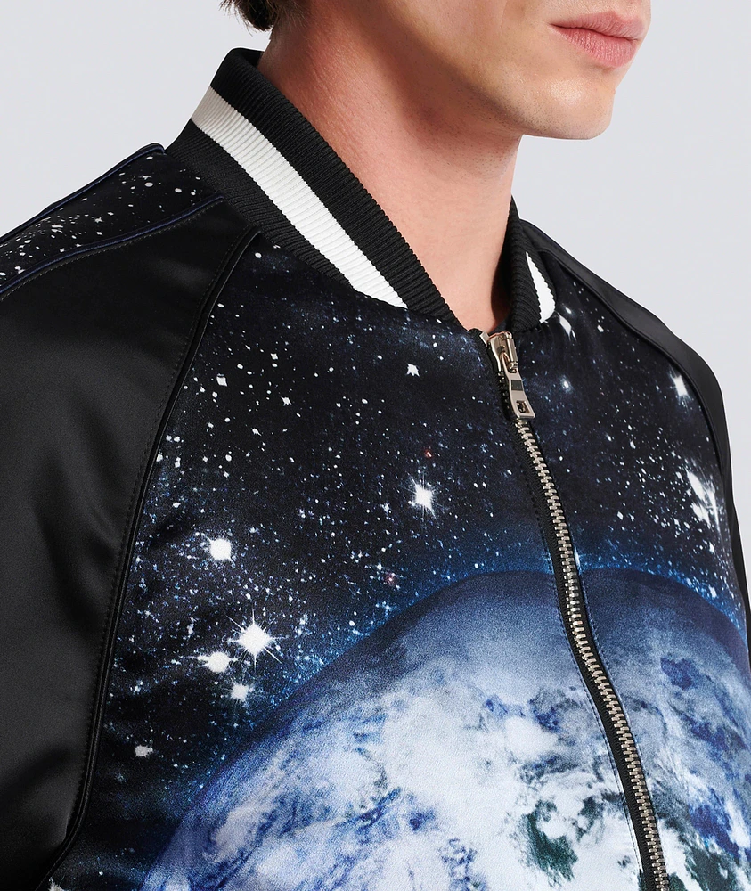 Earth & Stars Print Bomber Jacket