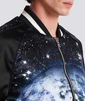 Earth & Stars Print Bomber Jacket