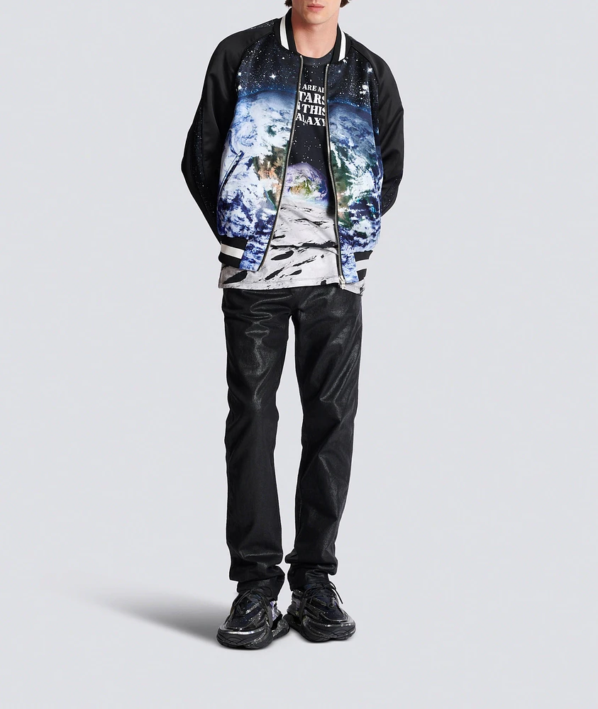 Earth & Stars Print Bomber Jacket