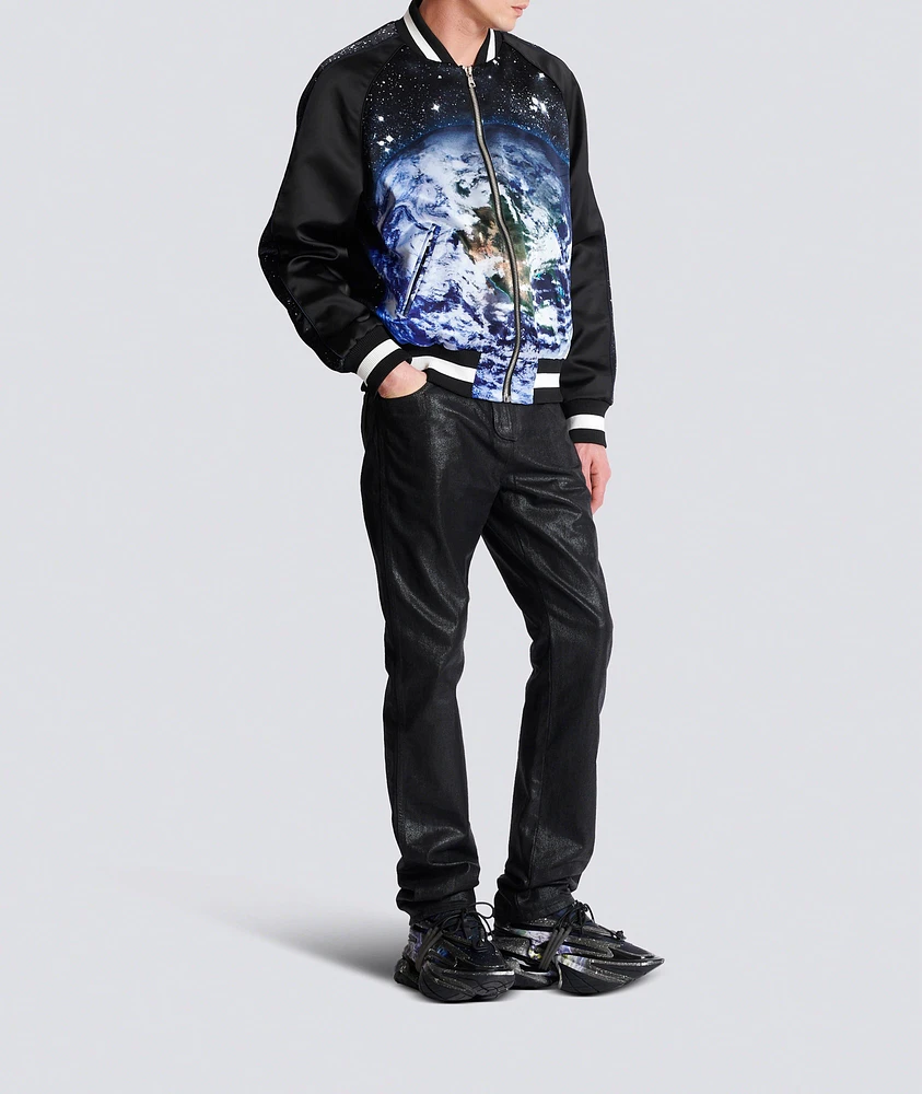 Earth & Stars Print Bomber Jacket