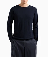 Chevron Wool-Blend Crewneck Sweater