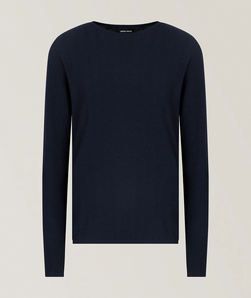 Chevron Wool-Blend Crewneck Sweater