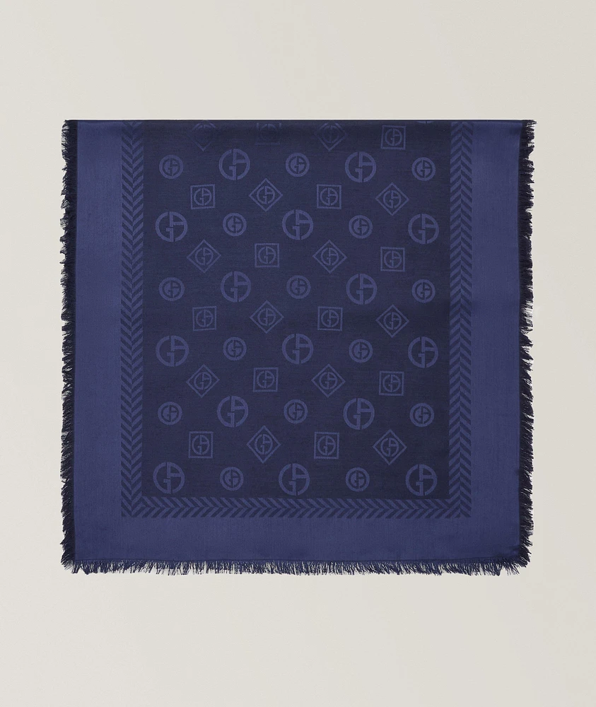 Monogram Jacquard Wool-Silk Scarf
