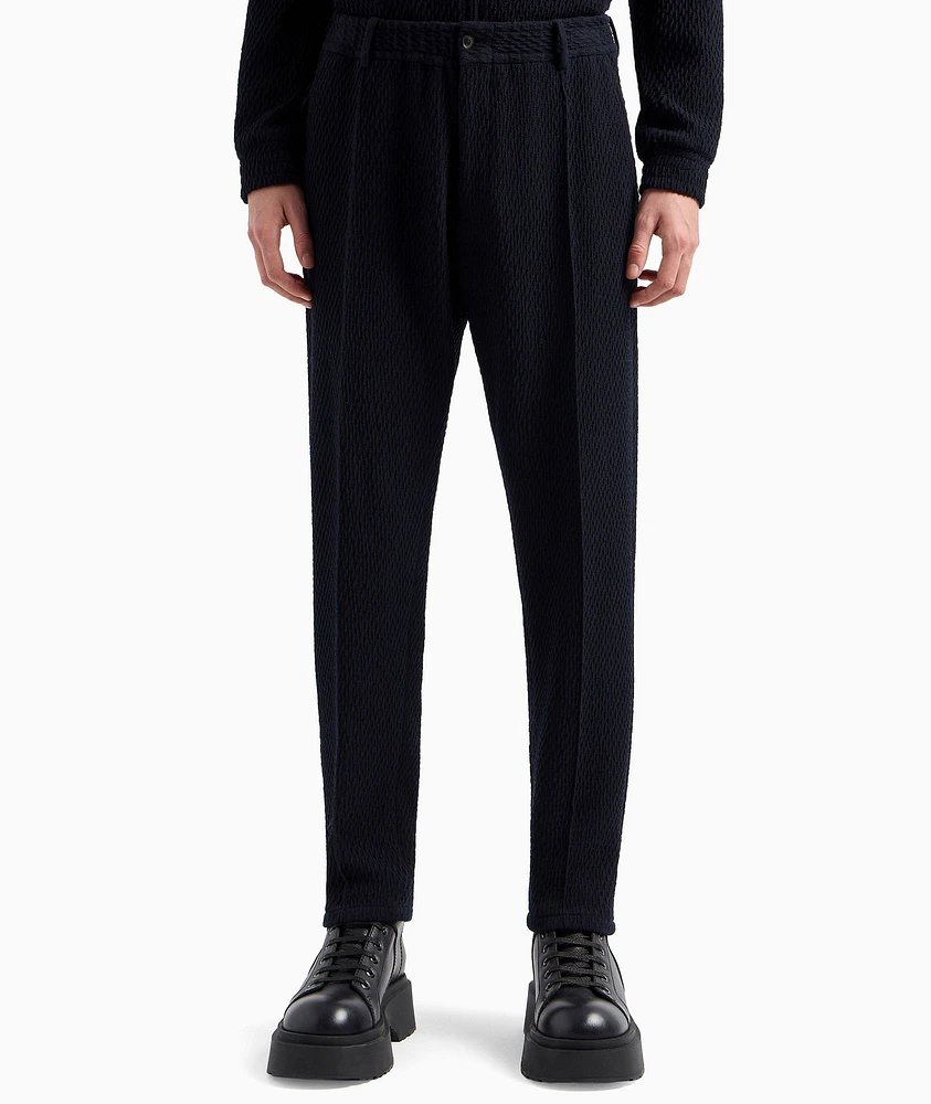 Pleated Stretch Seersucker Trousers