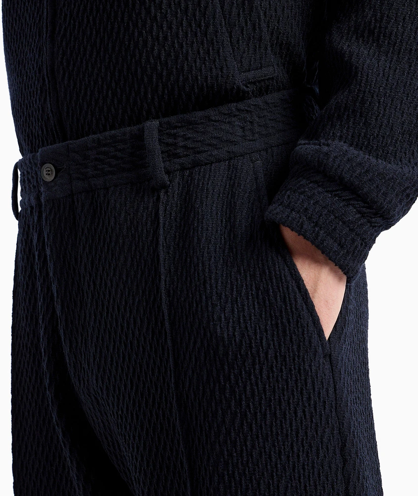 Pleated Stretch Seersucker Trousers