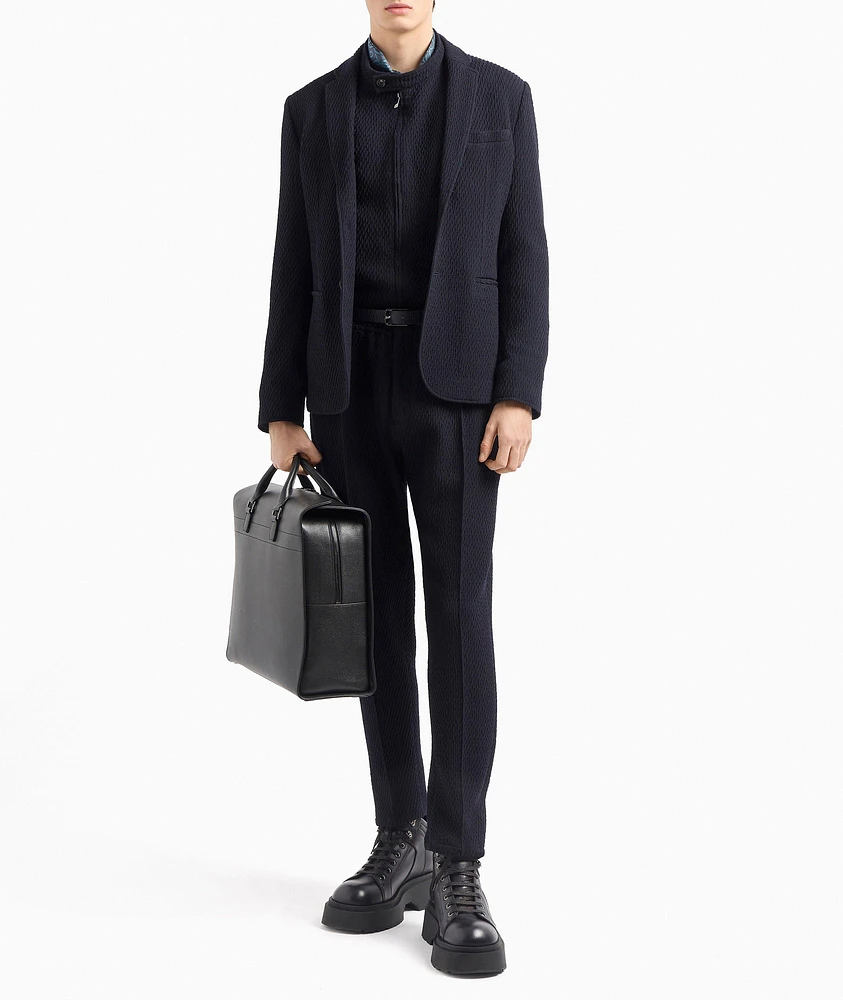 Pleated Stretch Seersucker Trousers