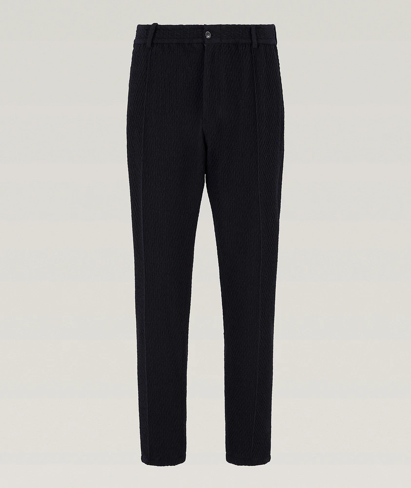 Pleated Stretch Seersucker Trousers