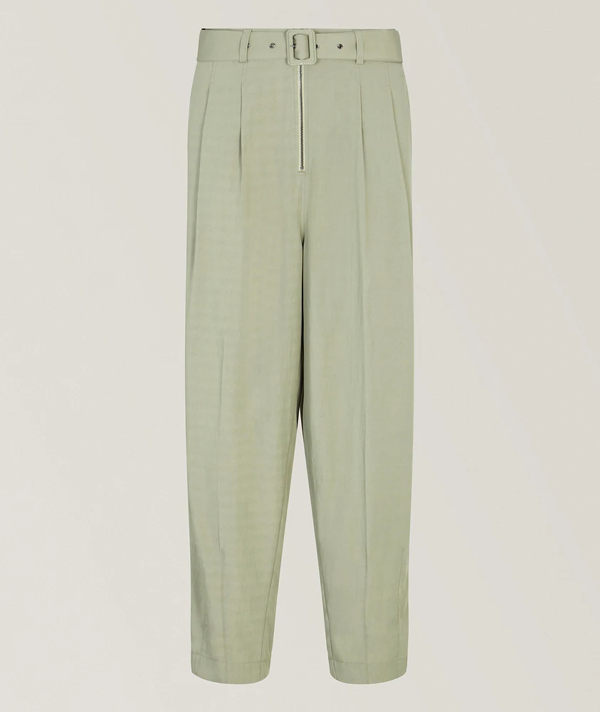Viscose-Blend Belted Pants
