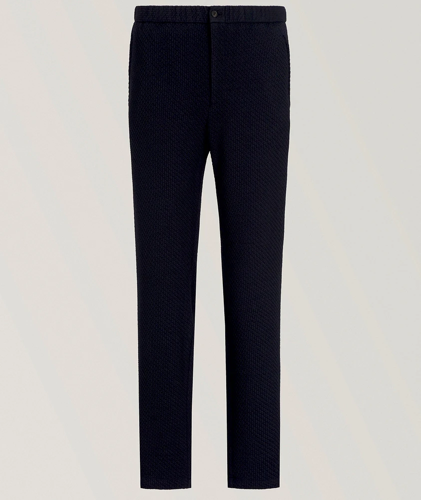 3D Textured Jersey-Wool Trousers