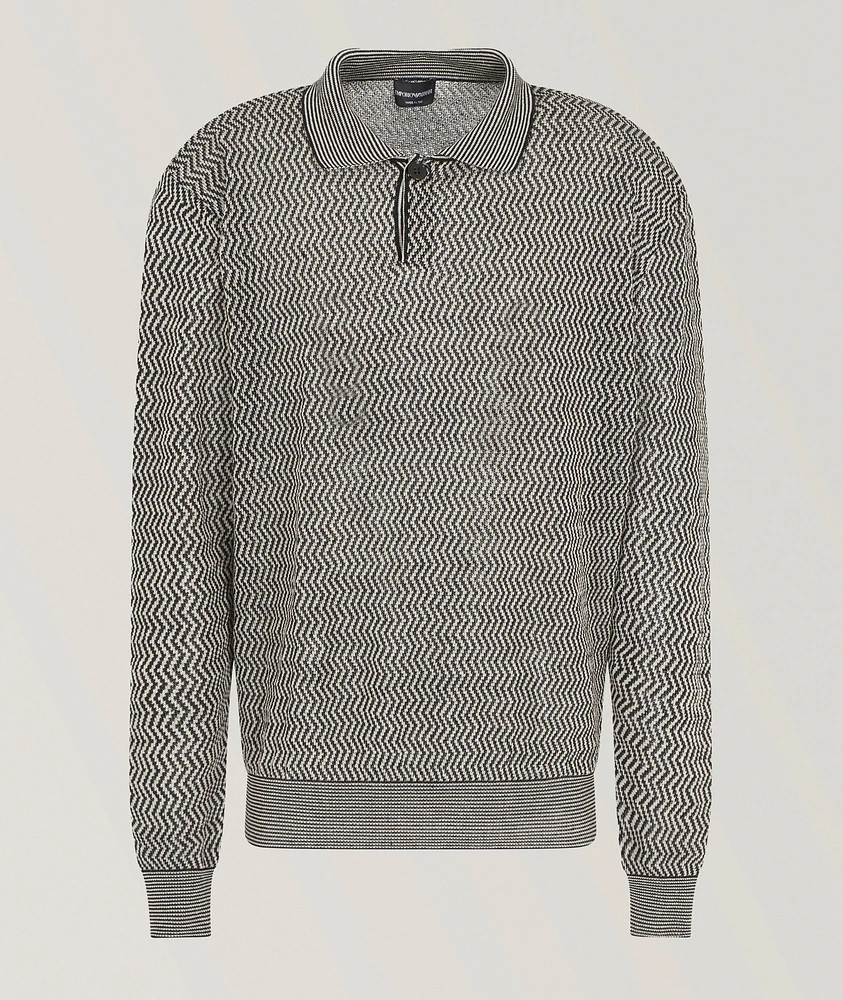 Chevron Motif Polo Sweater