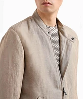 Iridescent Linen-Blend Blouson Jacket
