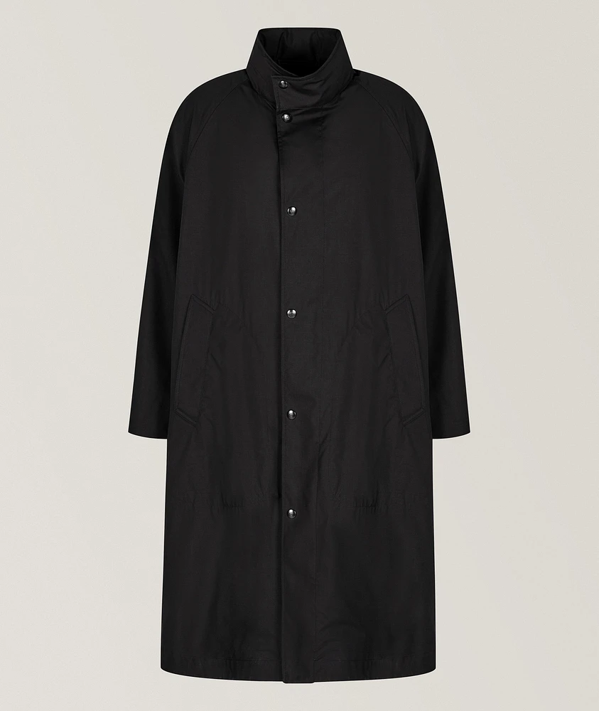 Wool-Silk Technical Canvas Trench Coat