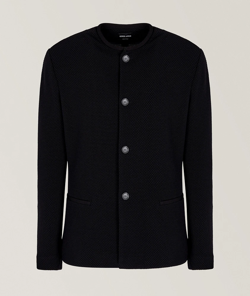 Wool-Blend Macro-Piqué Jacket