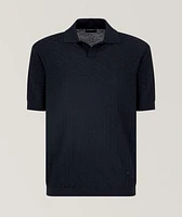 Basketweave Virgin Wool Knit Polo