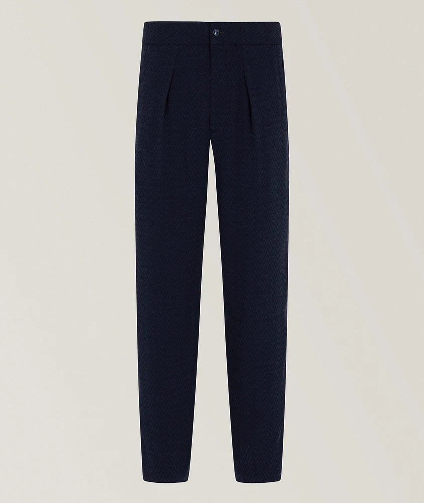 Chevron Jacquard Single-Pleat Pants