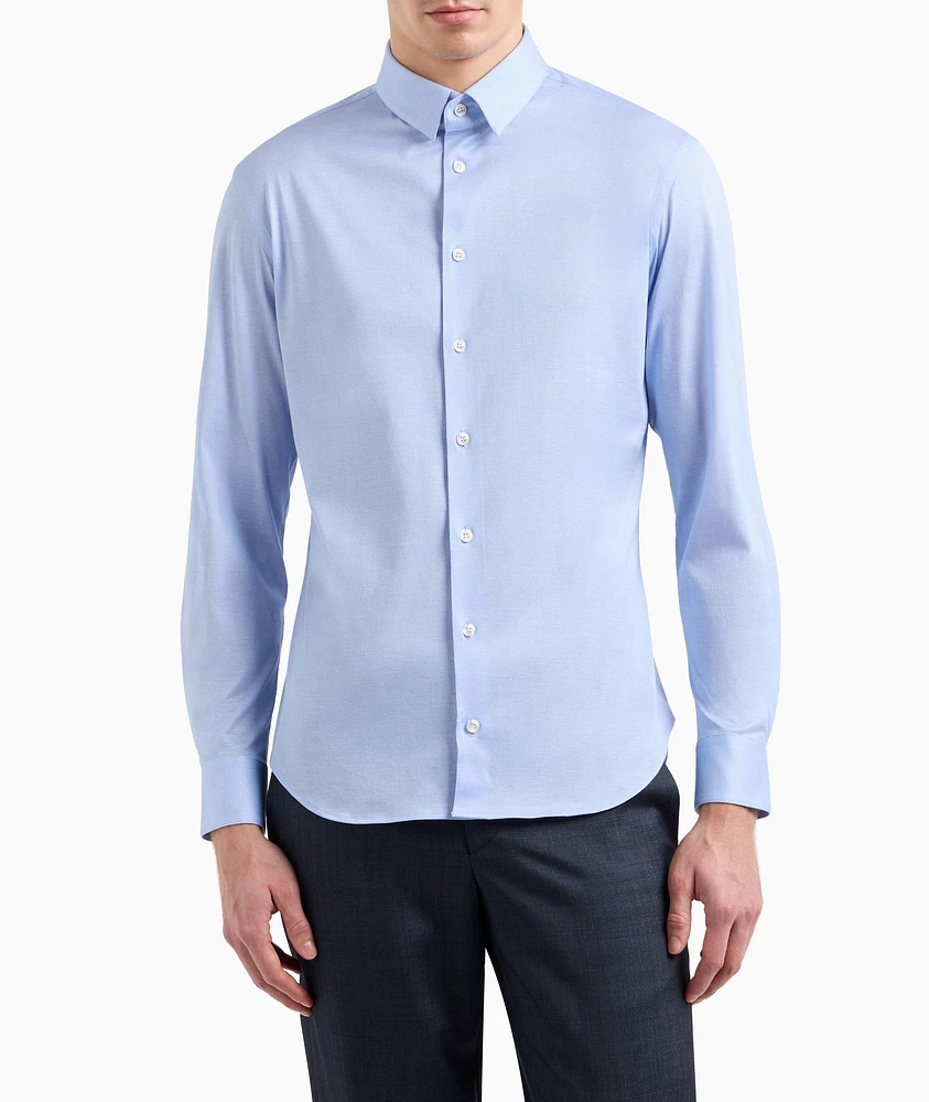 Slim-Fit Cotton Jersey Dress Shirt