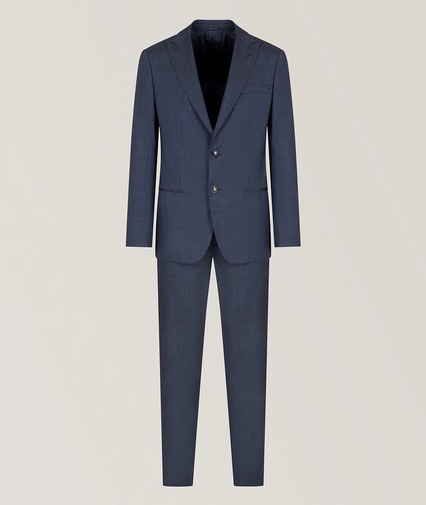 Soho Wool-Silk Chambray-Effect Suit