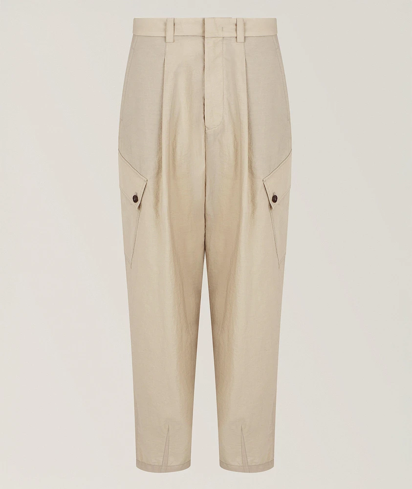 Pleated Cotton-Canvas Cargo Pants