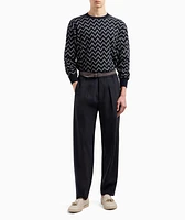 Chevron Jacquard Cotton-Cashmere Sweater