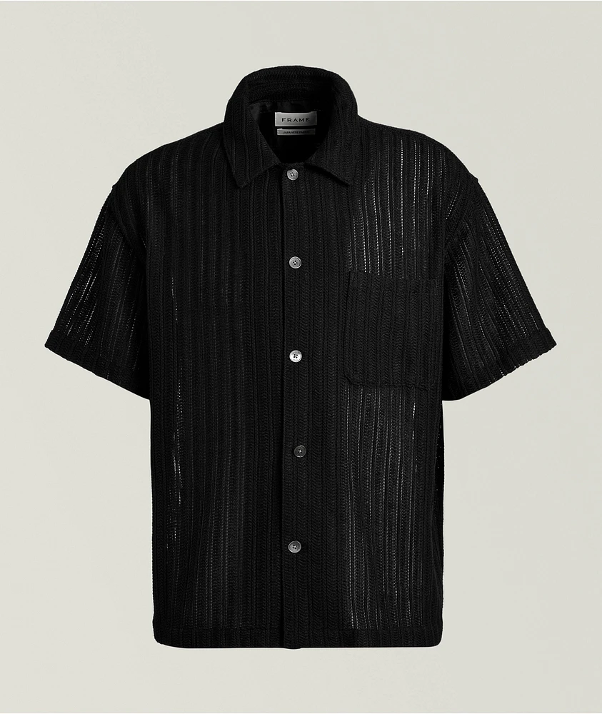 Linen-Cotton Blend Crochet Shirt