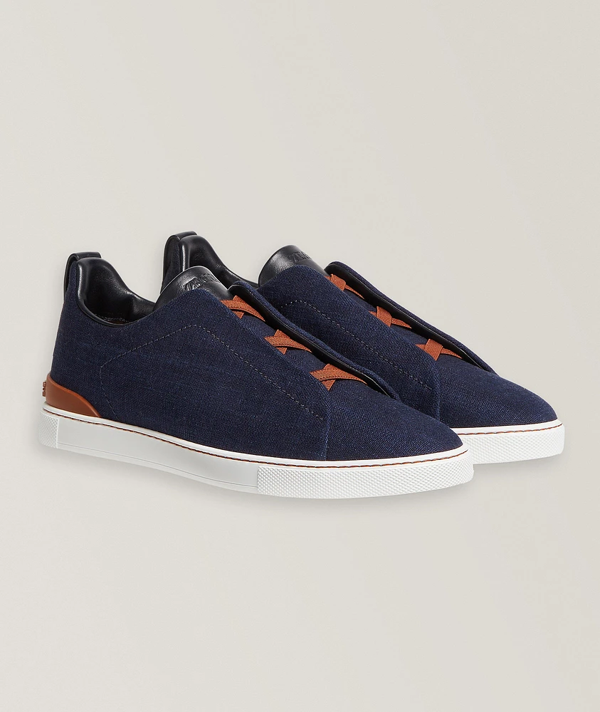 Triple Stitch Cotton Denim Sneakers