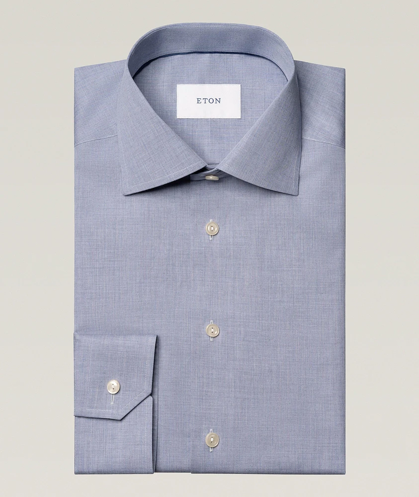 Slim-Fit Mélange Twill Dress Shirt