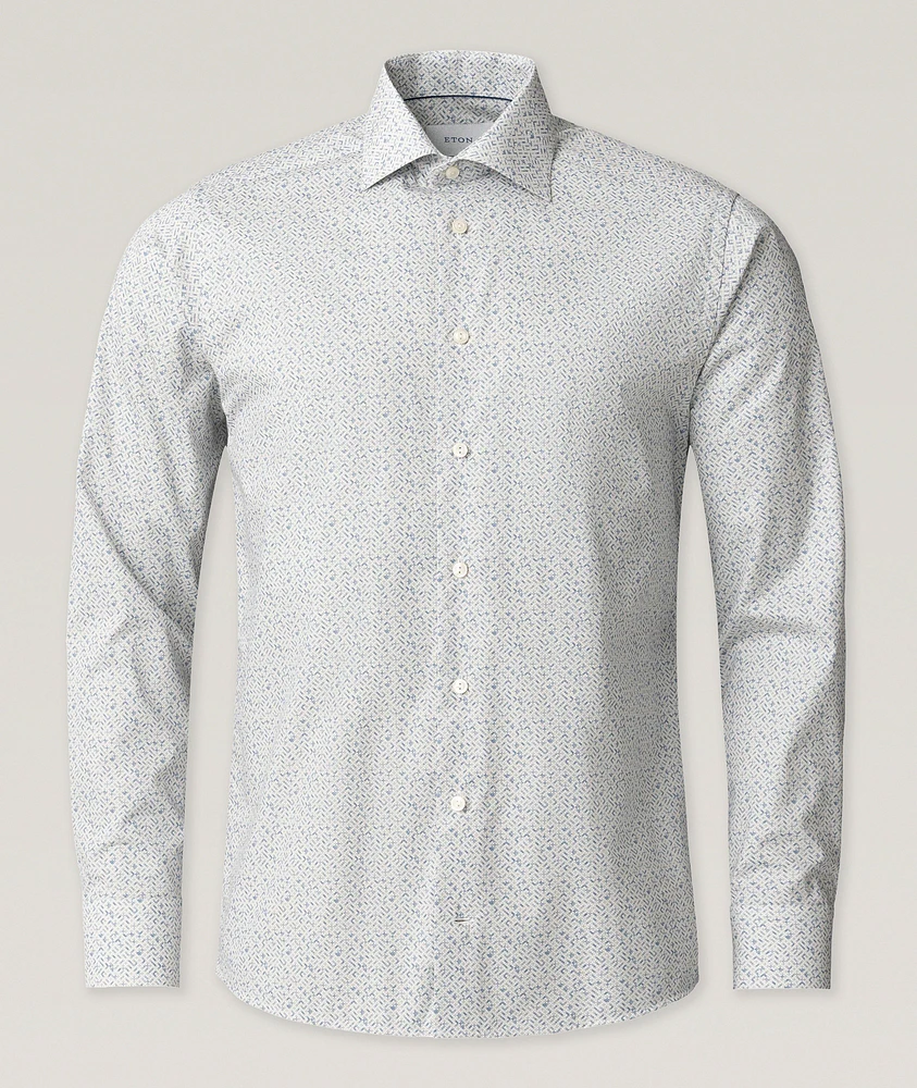 Contemporary-Fit Geometric Twill Dress Shirt
