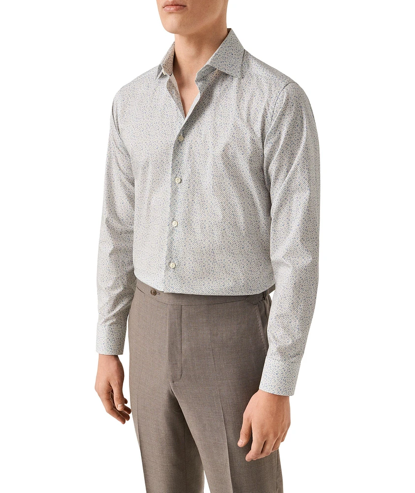 Contemporary-Fit Geometric Twill Dress Shirt
