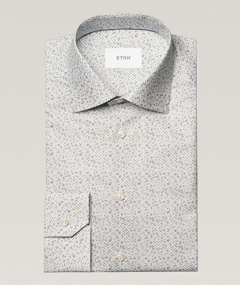 Contemporary-Fit Geometric Twill Dress Shirt