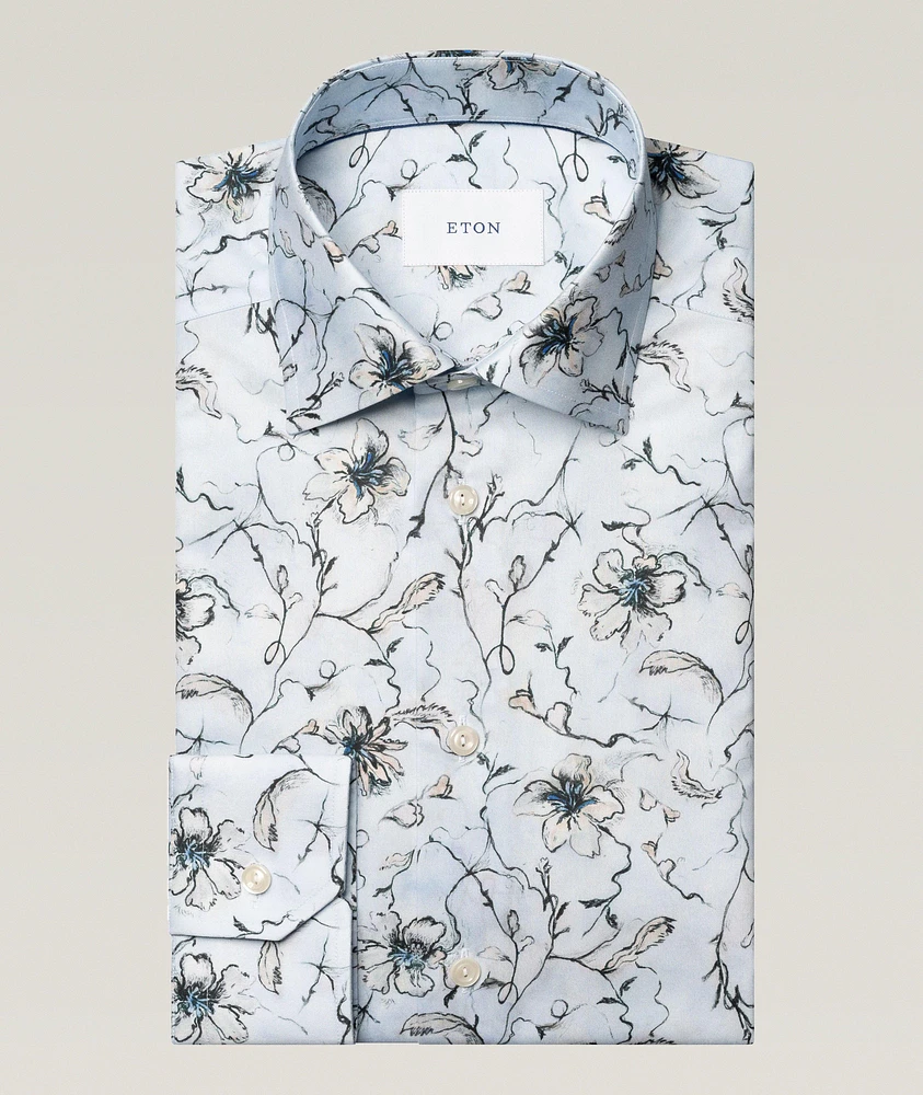 Slim-Fit Floral Twill Dress Shirt